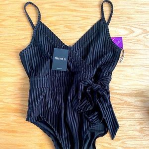 Forever 21 black burned velvet bodysuit